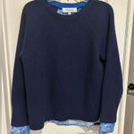 Derek Lam 10 CROSBY  navy split crew neck sweater shirt layered flowered med Photo 0