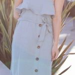 Korean style Off shoulder white linen dress Photo 1
