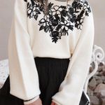 Krush Kandy Sweetest Devotion Floral Stripe Embroidered Sweater 3X Boho Soft Black Photo 0