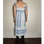 ZARA  White Blue Boho Cottagecore Midi Dress Size Small Photo 3
