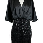 Eliza J Satin and Sequined Mini Sheath Sparkly Cocktail Party Dress Black Size 6 Photo 0