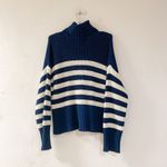 Madewell Wide Rib Turtleneck Sweater in Classic Indigo Stripe Medium Photo 2