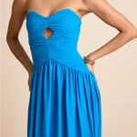 Rozala Bright Blue Pleated Strapless Maxi Dress (LULUS) Size M Photo 1