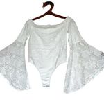 Revolve Airlie Santorini White Angelic Lace Bodysuit Extra wide Bell sleeves size Medium Photo 0