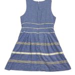 Ann Taylor Womens Dress Size 10 Blue Sleeveless Linen Blend Striped Casual Photo 2