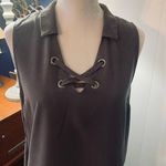 Monteau π« Olive Mini Dress with Lace-Up Detail and silver grommets. Has pockets. Photo 0
