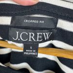 J Crew Striped Cropped Fit Shirt Small Boxy Long Sleeve Preppy Nautical Coastal Black Photo 3