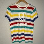 Ralph Lauren Polo Riviera Stripe Coastal Preppy T-Shirt Logo Sporty Collegiate Photo 1