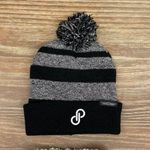 Poshmark Logo Pom Pom Beanie NWT Two Tone Cuffed Winter Cozy Fall Striped Warm Black Photo 0
