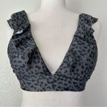 Aerie Gray Leopard Ruffle Tie Longline Triangle Bikini Top Photo 2
