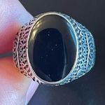 Cute black obsidian S925 silver ring size 7.5 Photo 4