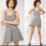 Topshop  Black White Gingham Seersucker Sleeveless Skater Dress Size 8 Rockabilly Photo 3