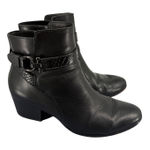 Coach Paulina Black Leather Ankle Boots 7.5 B Side Zip Buckle Detail Moto Photo 0