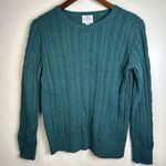 st. john's bay St. John’s Bay green cable knit sweater size Large( Runs Small) Photo 0