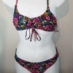 Xhilaration Lace-Up Bralette Bikini Set - Jade Green/Floral - S/XS Photo 1