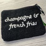 Kate Spade NWT ♠️ x Target Champagne & French fries beaded clutch in black/white Photo 5