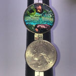 Vintage Adjustable 3D Green Blue Shimmer Glass Boho Ring Photo 8