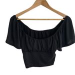Blue Rain Elegant Black Ruffle Crop Top Size Small Emma Fluted dark romantic Photo 0