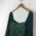 Princess Polly  Aleena Green Ruched Mini Dress Size 12 Long Balloon Sleeve Photo 7