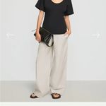 Modern Citizen  Paula Smocked-Waist Organic Cotton Wide Leg Pant Light Khaki Photo 1