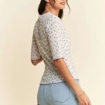 Davi & Dani  Lace Stretch Floral Marrow Edge‎ Half Sleeve Top Photo 4