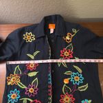 Hearts of Palm Embroidered Floral Denim Jacket Women's Size S Dark Blue Cotton Black Photo 2