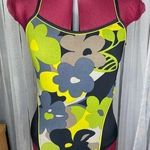 Athleta one piece swimsuit floral green gray black size XL Photo 0