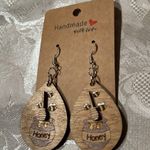 Handmade NWT Pot of Honey BumbleBee Wooden Painted Earrings Photo 1