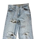 ZARA Wide Leg High Rise Ripped Distressed Denim Jeans Light Wash Size 4 Thrashed Photo 2