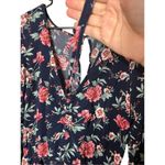 American Eagle Womens Floral Bell Sleeve Romper Tie Front Keyhole Back Large Photo 2