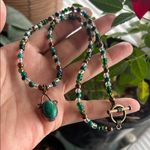Handmade  Malachite + Hematite Beaded Necklace with Malachite Pendant 💚 Photo 6