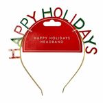 Happy Holidays Gold Tone Tiara Headband Hair Accessory Headpiece Red Photo 0