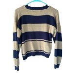 that’s me! Vintage 90s Cropped Striped Sweater Navy Tan Argyle M Blue Size M Photo 4