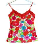 Josie Natori NWOT floral lace trim cami size small Red Photo 0