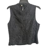 Tibi  Silk Wool Blend Black Sleeveless Floral Embroidered Top Size 12 Classic Photo 1