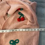NWT Luna + Ivy Anthropologie Size S Pink Knit Cardigan 3D Appliqué Cherries Photo 9