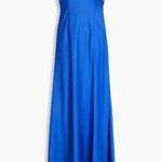 THEIA Lina Coldshoulder Draped Satincrepe Gown Blue Size 12 Photo 0