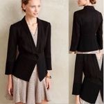 Anthropologie Fleur Wood Blazer Size 8 Medium Black Chiffon Single Button Lined Photo 1