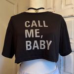 SheIn Black Cropped Graphic Tee Call Me Baby Y2K Streetwear Festival Top Small Photo 0