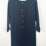 Theory  100% Silk Black Grainne Split Sleeve Back Button Shift Dress, Size 2 Photo 0