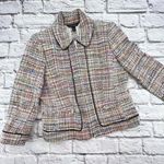 Brooks Brothers  Blazer Jacket Women's 4 Multicolor Woven Shoulder Pad Zip Up Photo 0