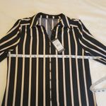 Adrianna Papell NWT Long Sleeve Striped V Neck Button Up Blouse Size S Photo 8