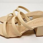 Schutz NEW  Olly Mid Block Nappa Leather Strappy Sandal Cream White 10.5 Photo 2