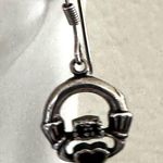 Sterling Silver Claddagh Earrings with Black Onyx Hearts Photo 1