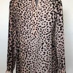 Apt. 9  Womens Semi Sheer Shirt XS Animal Print Long Sleeves Half Zip Front New Photo 0