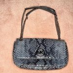 Michael Kors Fulton Denim Blue Python Leather Shoulder Bag Photo 2