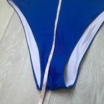 Aerie high cut cheeky bikini bottom bandeau top blue beach white large medium Photo 8