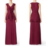 Parker  Black Rosie Silk Maxi Ruffle Maroon Dress Photo 1