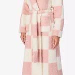 Sanctuary Ultra-Cozy Belted Check Wrap Short Robe Rose Check Faux Fur XS/S Photo 0