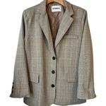 Studio W Blazer Womens Size 14 Beige Plaid 3 Button Business Suit Jacket Pockets Tan Photo 0